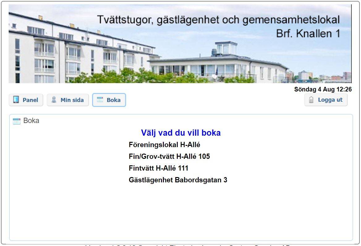 Lista över lokaler att boka